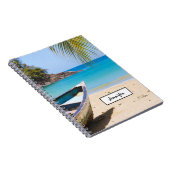 Carnet Belle plage tropicale avec bateau à rames (Côté Droit)