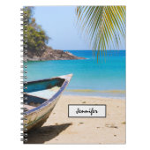 Carnet Belle plage tropicale avec bateau à rames (Devant)