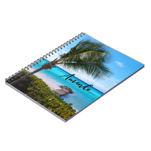 Carnet Belle Plage Tropicale Palmier Venté (Côté gauche)