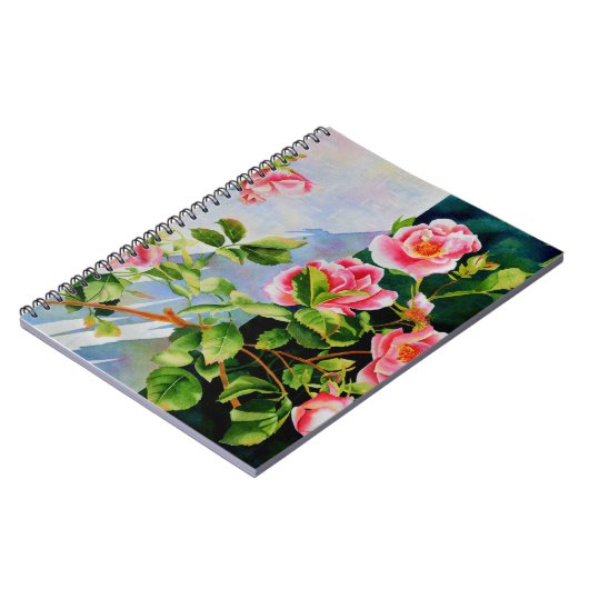 Carnet Belle rose rose rouge roses blanc aquarelle floral (Côté gauche)