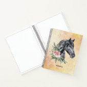 Carnet Belle tête de cheval noir Portrait d'aquarelle (Intérieur)