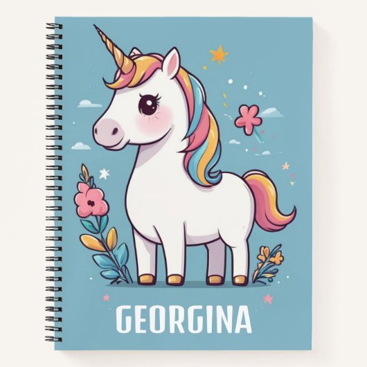 Carnet Belle Unicorne Personnalisée Enfants (Devant)