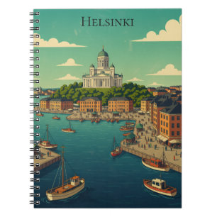 Carnet Belle vue de la ville d'Helsinki en Finlande vinta