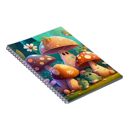 Carnet Belles champignons de bébé vert (Côté Droit)