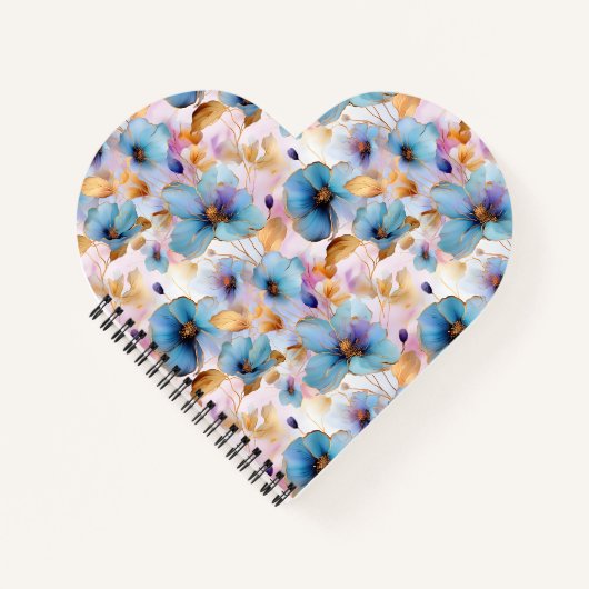 Carnet Belles fleurs bleues Encre d'alcool dans les paste (Devant)