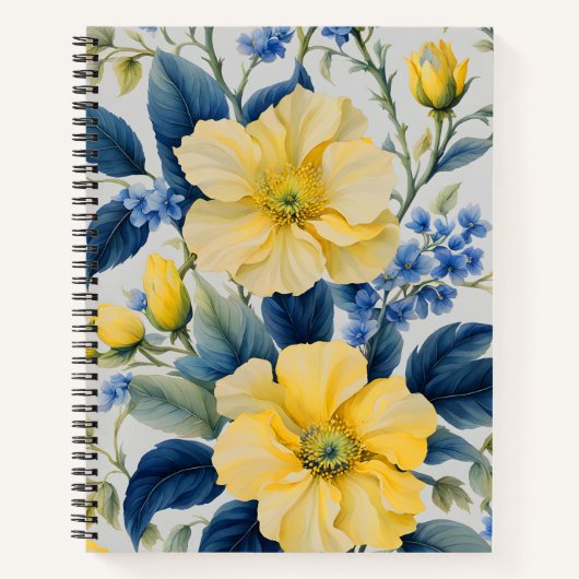 Carnet Belles Fleurs Jaunes et Bleues (Devant)