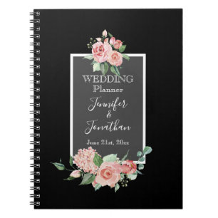Carnet Belles roses roses roses sur Wedding planner noir