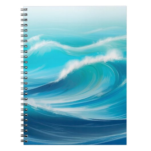 Carnet Belles vagues abstraites de l'océan bleu clair écl (Devant)