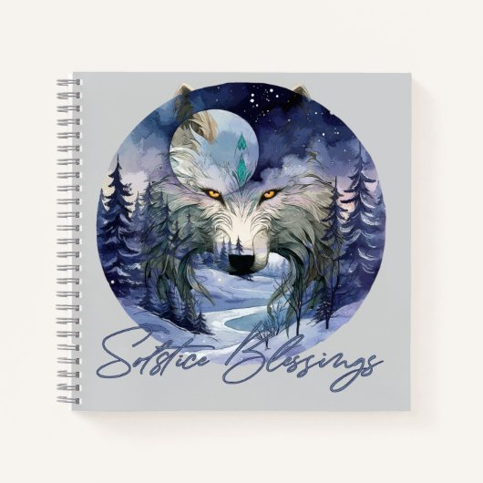 Carnet Bénédiction solstice Wolf d'hiver Moonlight Woods (Devant)