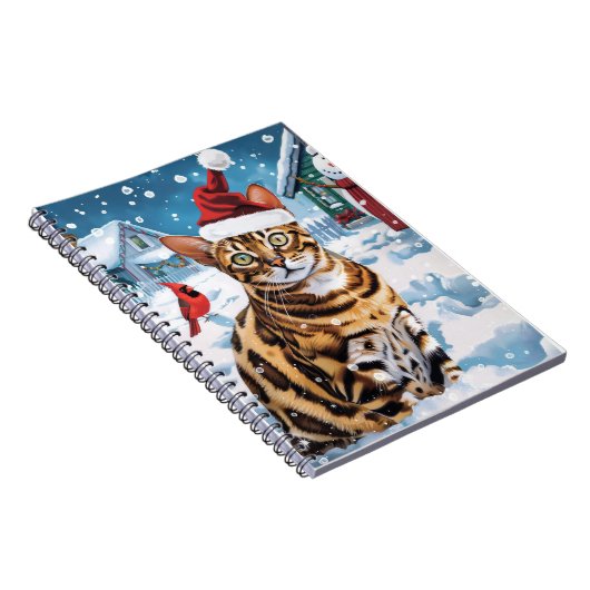 Carnet Bengal Chat hiver Wonderland Noël Joie (Côté Droit)