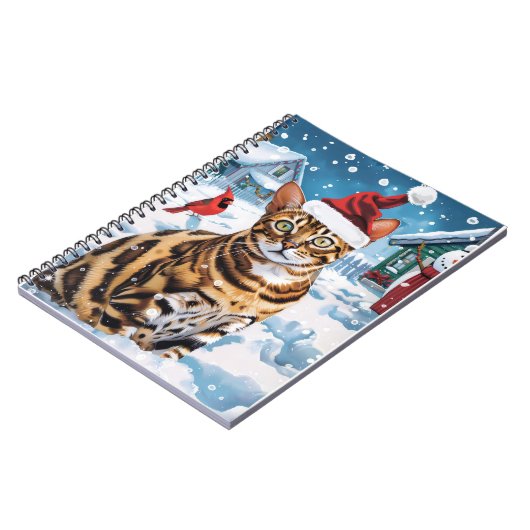 Carnet Bengal Chat hiver Wonderland Noël Joie (Côté gauche)