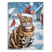 Carnet Bengal Chat hiver Wonderland Noël Joie (Devant)