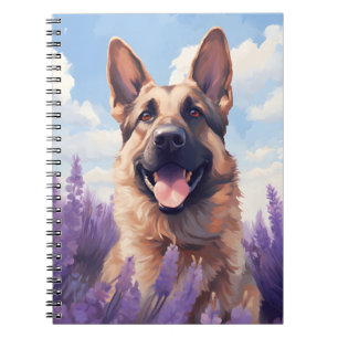 Carnet Berger allemand dans le champ Lavender