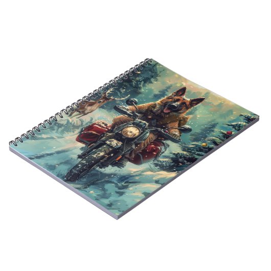 Carnet Berger belge Chien à cheval Moto Noël (Côté gauche)