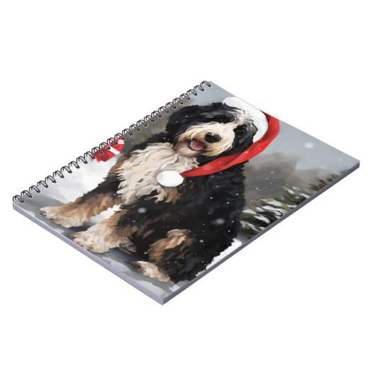 Carnet Bernedoodle Chien dans Noël de neige (Côté gauche)