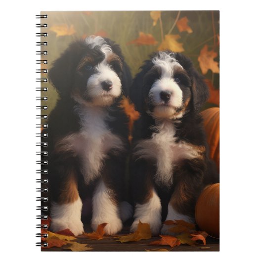 Carnet Bernedoodle Chiot Automne Citrouille de plaisir (Devant)