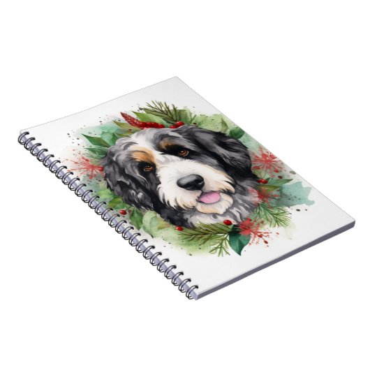 Carnet Bernedoodle Christmas Wreath Festive Pup (Côté Droit)