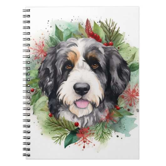 Carnet Bernedoodle Christmas Wreath Festive Pup (Devant)