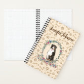 Carnet Bernese Mountain Dog Empreinte de patte & Floral C (À l'intérieur)
