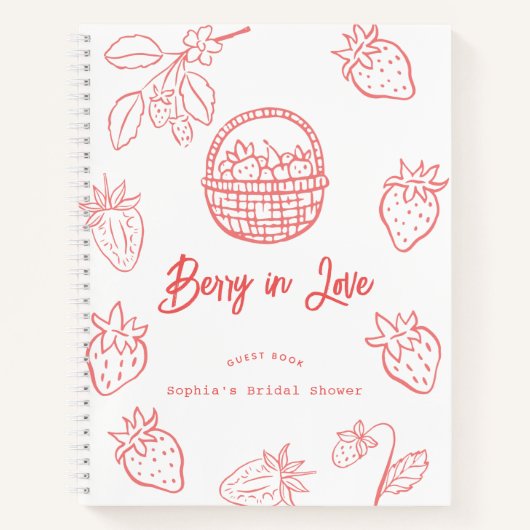 Carnet Berry in Love Hand-drawn Strawberry Bridal Shower (Devant)