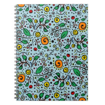 Berry Motif à fleurs orange Swirl Turquoise