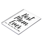 Carnet Best Mom Ever noir blanc, script personnalisé élég (Côté gauche)