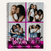 Carnet Besties Forever 4 Photo Collage Pink Plaid Friends (Devant)