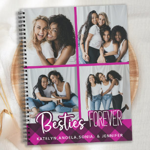 Carnet Besties Forever 4 Photo Collage Pink Plaid Friends