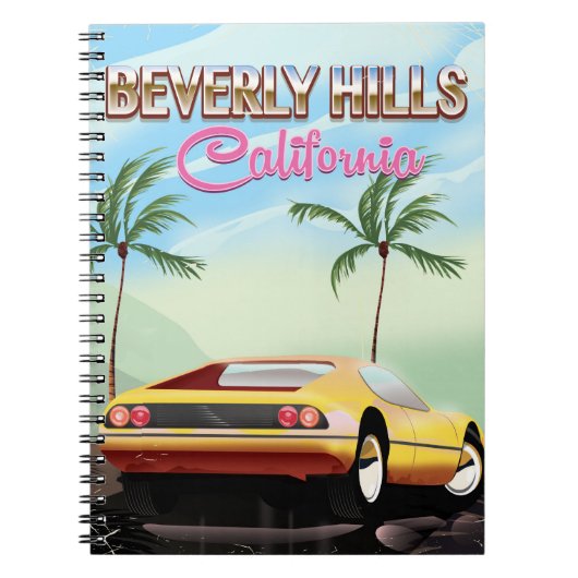Carnet Beverly Hills Californie affiche de voyage rétro (Devant)