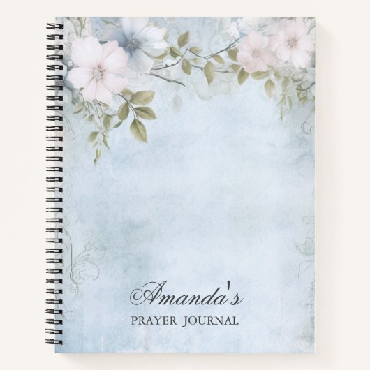 Carnet Bible florale bleue personnalisée Verse (Devant)