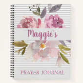 Carnet Bible florale rose personnalisée Verse spirale (Devant)