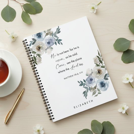 Carnet Bible personnalisé pour Pâques avec verset floral
