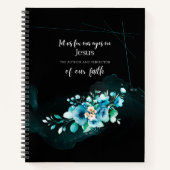 Carnet Bible Verse Écriture avec Aquarelle Bleue Fleurs (Devant)