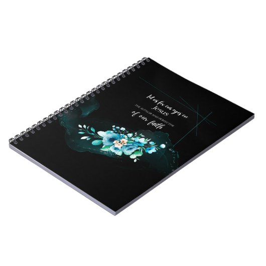 Carnet Bible Verse Écriture avec Aquarelle Bleue Fleurs (Côté gauche)