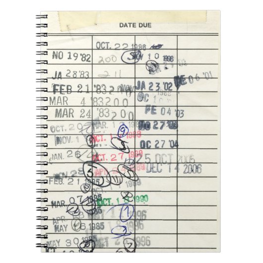 Carnet Bibliothèque de dates d'échéance du papier Vintage (Devant)
