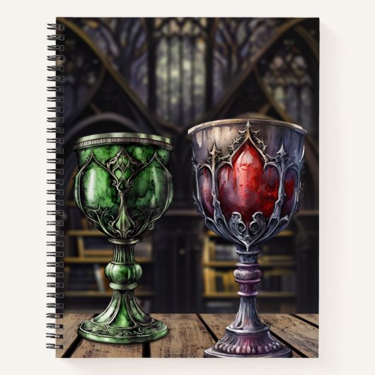 Carnet Bibliothèque médiévale gothique verte rouge Goblet (Devant)