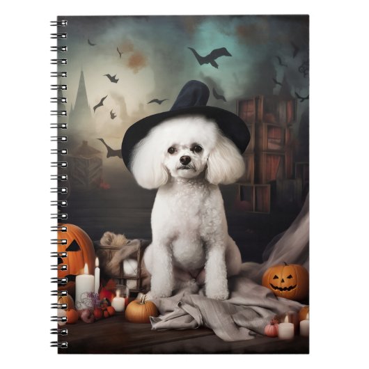 Carnet Bichon Frise Citrouilles Halloween effrayant (Devant)