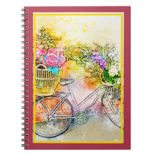 Carnet bicyclette et fleurs