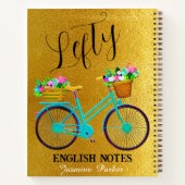 Carnet Bicyclette Fleurie Paillettes Dorées pour Fille Ga (Dos)