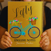 Carnet Bicyclette Fleurie Paillettes Dorées pour Fille Ga