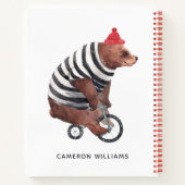Carnet Bicyclette Ours amusant | Ajouter Votre Nom (Dos)