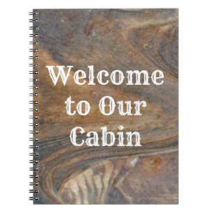 Carnet Bienvenue à notre invité photo Brown Cabine Woodgr