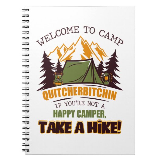 Carnet Bienvenue Au Camp Quitcherbitchin Happy Camper (Devant)