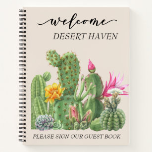Carnet Bienvenue Watercolor Desert Cactus Location vacanc