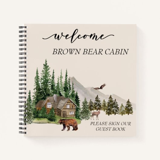 Carnet Bienvenue Watercolor Forest Cabine Home Location (Devant)