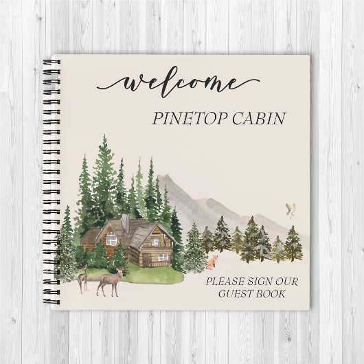 Carnet Bienvenue Watercolor Forest Cabine Home Location