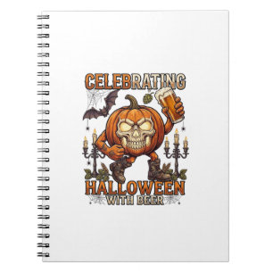 Carnet Bière d'Halloween Crâne Citrouille Chauve-Souris C