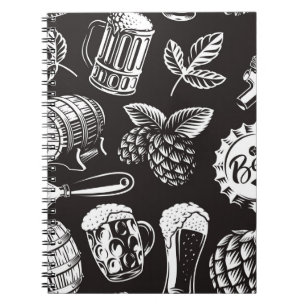 Carnet Bière motif sans soudure en style vintage, backgro