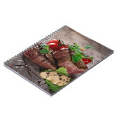 Carnet Biftecks grillés de BBQ avec les herbes et les (Côté gauche)