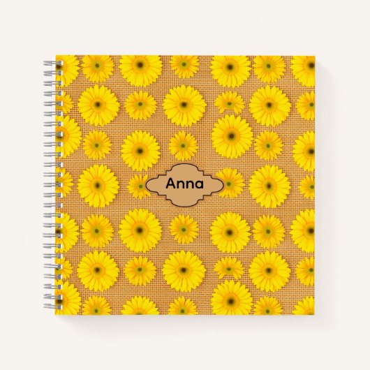 Carnet Big and Little Sunflowers on Burlap (Devant)